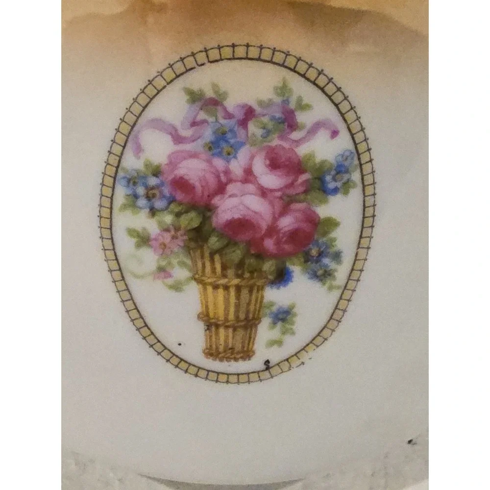 VTG Eleanor of‎ Germany Burnt Orange Lusterware Teapot Porcelain Floral Basket